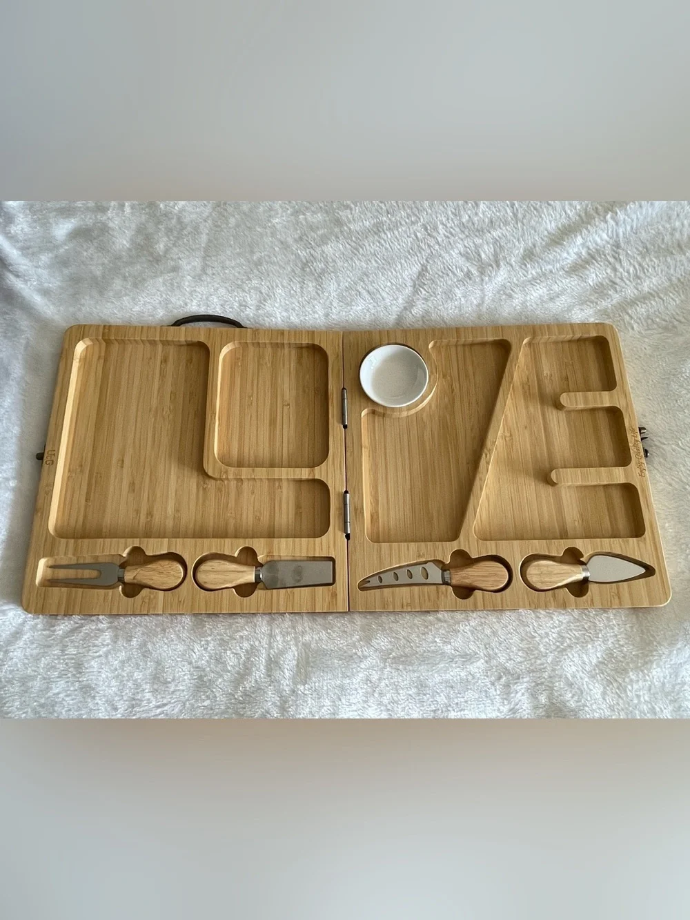 Bamboo Foldable Charcuterie Board Set with Utensils - Natural Bamboo